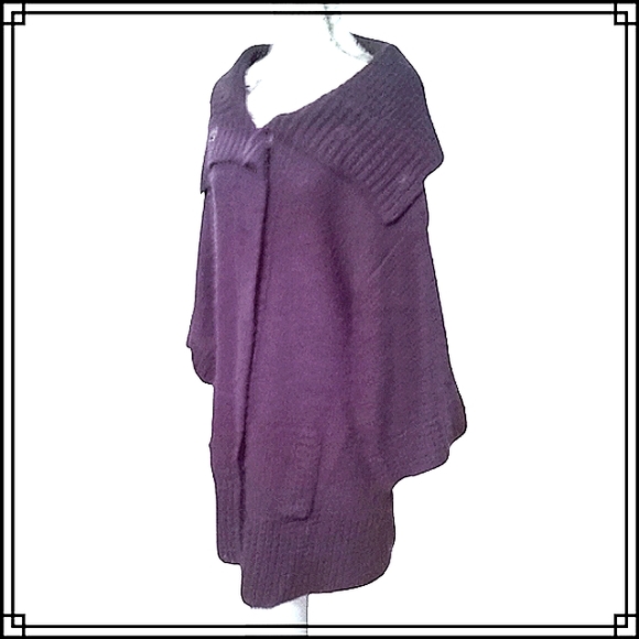 Vintage Tally Ho Oversized Exaggerated Collar Cardigan Sweater Size Lg - Picture 8 of 11